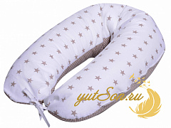 Подушка для беременных и кормящих в форме бумеранга — звездно-кофейная